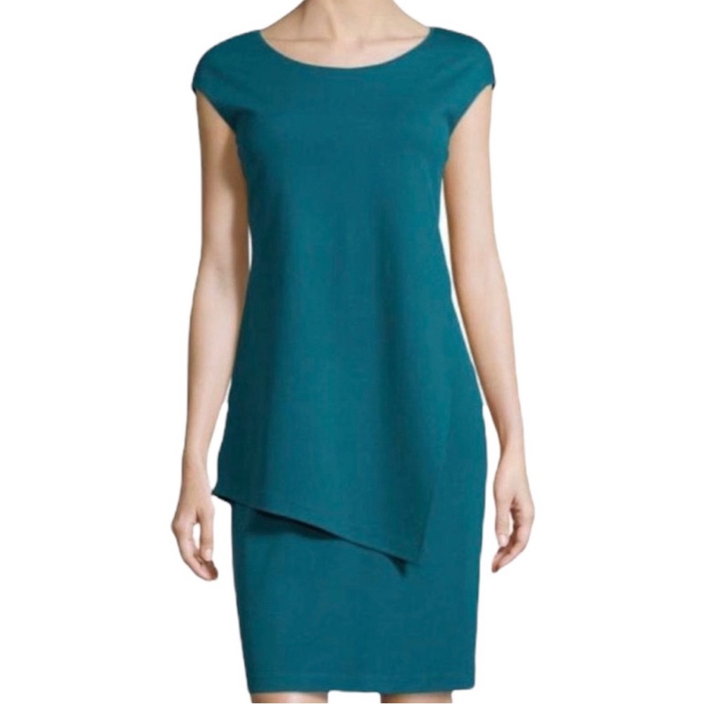 Lafayette 148 Layered Dress Teal size M